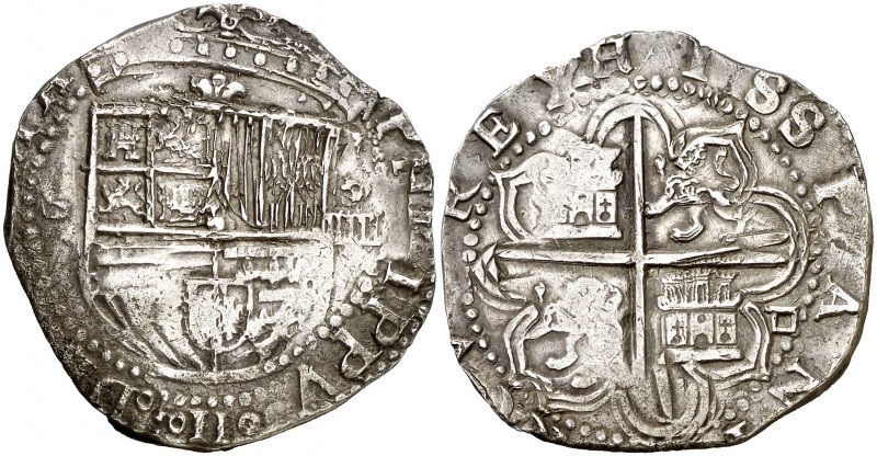 s/d. Felipe II. Sevilla. . 4 reales. (Cal. 391). 13,54 g. Flor de lis entre escu...