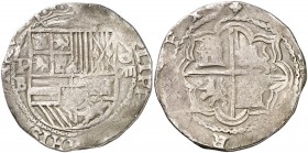* s/d. Felipe II. Potosí. B. 8 reales. (Cal. 158). 26,49 g. Moneda exenta de pago de tasas de exportación. This coin is exempt from any export fee. MB...