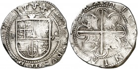 s/d. Felipe II. Sevilla. . 8 reales. (Cal. 235). 27,70 g. Acuñación floja. MBC-.