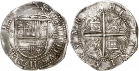 s/d. Felipe II. Sevilla. . 8 reales. (Cal. 235). 27,23 g. Acuñación floja en pequeña zona. Buen ejemplar. MBC+.