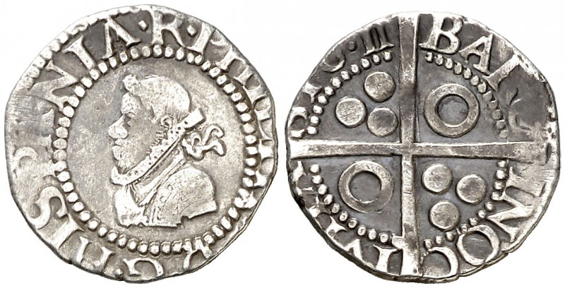 1611. Felipe III. Barcelona. 1/2 croat. (Cal. 531). 1,49 g. La cruz del reverso ...