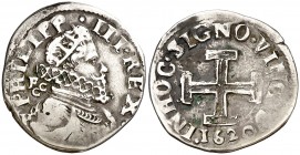 1620. Felipe III. Nápoles. FGC. 1 carlí. (Vti. 216) (Cru.C.G. 4391). 2,39 g. MBC.