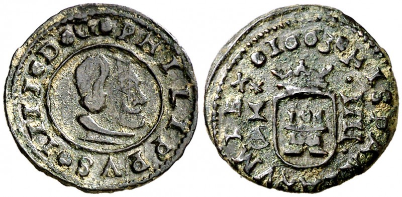 1663. Felipe IV. Cuenca. CA. 4 maravedís. (Cal. 1339) (J.S. M-214). 1,10 g. Buen...