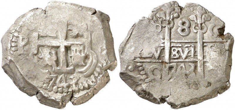 1743. Felipe V. Potosí. C. 8 reales. (Cal. 906) (Cal. 1584). 26,04 g. MBC-.