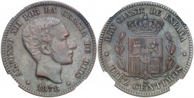 1878. Alfonso XII. Barcelona. OM. 10 céntimos. (Cal. 68). EBC-.