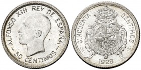 1926. Alfonso XIII. PCS. 50 céntimos. (Cal. 64). 2,49 g. Bella. Brillo original. S/C.