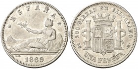 1869*1869. Gobierno Provisional. SNM. 1 peseta. (Cal. 15). 4,96 g. ESPAÑA. Rara. MBC.