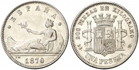 1870*1873. Gobierno Provisional. DEM. 1 peseta. (Cal. 17). 4,91 g. Buen ejemplar. MBC+.