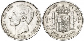 1885*1885. Alfonso XII. MSM. 1 peseta. (Cal. 61). 4,92 g. MBC-/MBC.