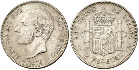 1879*1879. Alfonso XII. EMM. 2 pesetas. (Cal. 46). 9,88 g. Pátina. MBC.