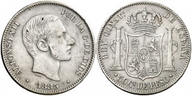 1885. Alfonso XII. Manila. 50 centavos. (Cal. 86). 12,90 g. Rayitas. EBC-.