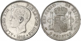 1898*1898. Alfonso XIII. SGV. 5 pesetas. (Cal. 27). 24,73 g. MBC.