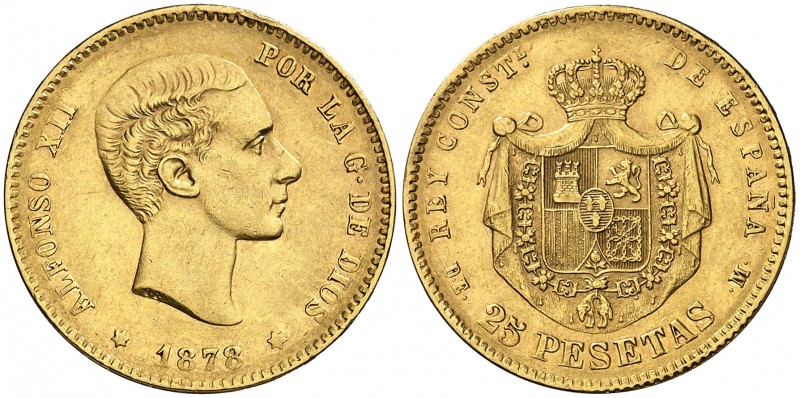 1878*----. Alfonso XII. DEM. 25 pesetas. (Cal. 4). 8 g. MBC+.