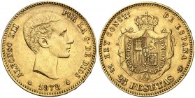 1878*1878. Alfonso XII. DEM. 25 pesetas. (Cal. 4). 8 g. MBC+.