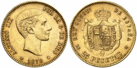 1878*1878. Alfonso XII. DEM. 25 pesetas. (Cal. 4). 8,04 g. MBC+.