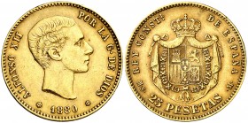 1880*1880. Alfonso XII. MSM. 25 pesetas. (Cal. 10). 8 g. MBC+.