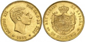 1880*1880. Alfonso XII. MSM. 25 pesetas. (Cal. 10). 8,07 g. EBC.
