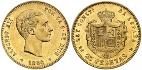 1880*1880. Alfonso XII. MSM. 25 pesetas. (Cal. 10). 8,05 g. EBC.