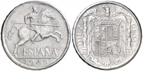 1940. Estado Español. 10 céntimos. (Cal. 126). 1,84 g. PLUS. Ex Áureo & Calicó 23/01/2019, nº 1571. EBC+.