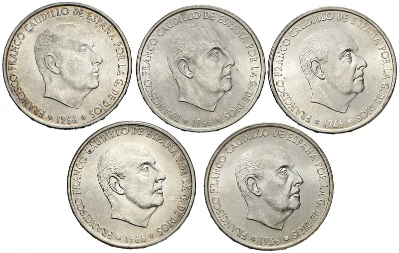 1966*1966 a 1970. Estado Español. 100 pesetas. Estuche con diferentes emisiones,...