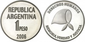 2006. Argentina. 1 peso. (Kr. UC206). 25,10 g. AG. Derechos Humanos. Proof.