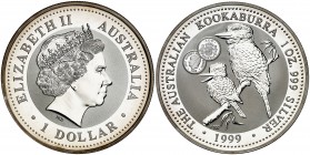 1999. Australia. Isabel II. 1 dólar. (Kr. 399). 31,64 g. AG. Kookaburras. Proof.