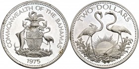 1975. Bahamas. Isabel II. 2 dólares. (Kr. 66a). 30,32 g. AG. Proof.