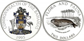 1995. Bahamas. Isabel II. 2 dólares. (Kr. 166). 28,34 g. AG. Proof.