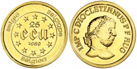 1989. Bélgica. Balduino I. 25 ecu. (Fr. 430) (Kr.173). 7, 79 g. AU. Diocleciano. S/C.