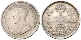 1919. Canadá. Jorge V. 5 cents. (Kr. 22). 1,11 g. AG. EBC+/S/C-.