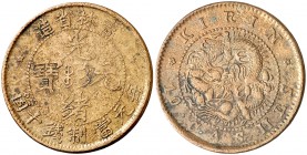 s/d (ca. 1903). China. Kirin. Kuang-hsü. 10 cash. (Kr. 177.3). 6,53 g. CU. Escasa. BC+.