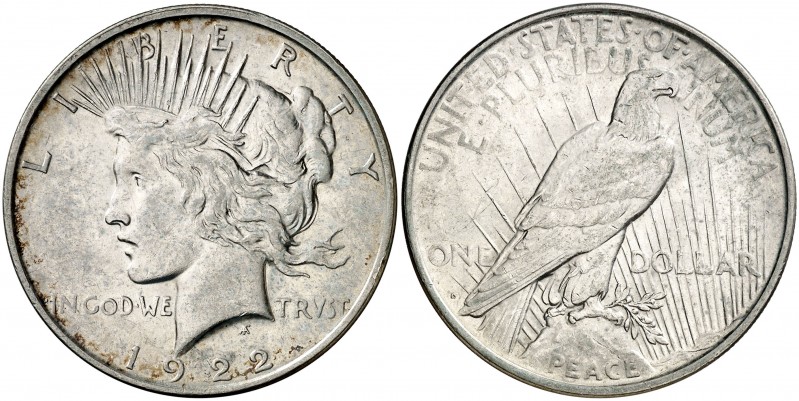 1922. Estados Unidos. D (Denver). 1 dólar. (Kr. 150). 26,72 g. AG. EBC.