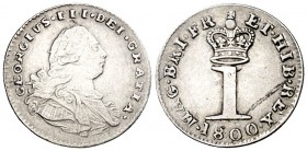 1800. Gran Bretaña. Jorge III. 1 penique. (Kr. 614.). 0,45 g. AG. MBC+.
