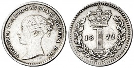 1872. Gran Bretaña. Victoria. 1 penique. (Kr. 727). 0,49 g. AG. Rayitas. MBC+.