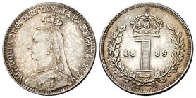 1889. Gran Bretaña. Victoria. 1 penique. (Kr. 770). 0,48 g. AG. Bella. S/C-.