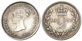 1872. Gran Bretaña. Victoria. 2 peniques. (Kr. 729). 0,94 g. AG. EBC.