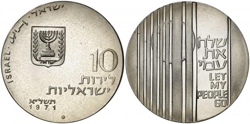 JE 5731/1971. Israel. 10 lirot. (Kr. 59.1). 25,71 g. AG. "Deja ir a mi pueblo". ...