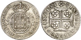 1821. Portugal. Juan VI. 400 reis. (Kr. 358). 14,58 g. AG. Rayitas. MBC+.