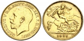 1925. Sudáfrica. Jorge V. 1/2 libra. (Fr. 6) (Kr. 20). 4 g. AU. MBC.