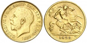 1926. Sudáfrica. Jorge V. 1/2 libra. (Fr. 6) (Kr. 20). 4 g. AU. MBC.