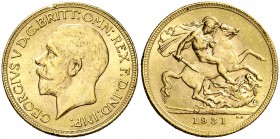 1931. Sudáfrica. Jorge V. 1 libra. (Fr. 5) (Kr. A22). 8 g. AU. Golpecitos. EBC-.