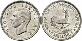 1949. Sudáfrica. Jorge VI. 5 chelines. (Kr. 40.1). 28,23 g. AG. EBC+.