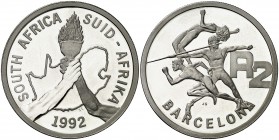 1992. Sudáfrica. 2 rand. (Kr. 147). 33,59 g. AG. Juegos Olímpicos - Barcelona '92. Rara. Proof.