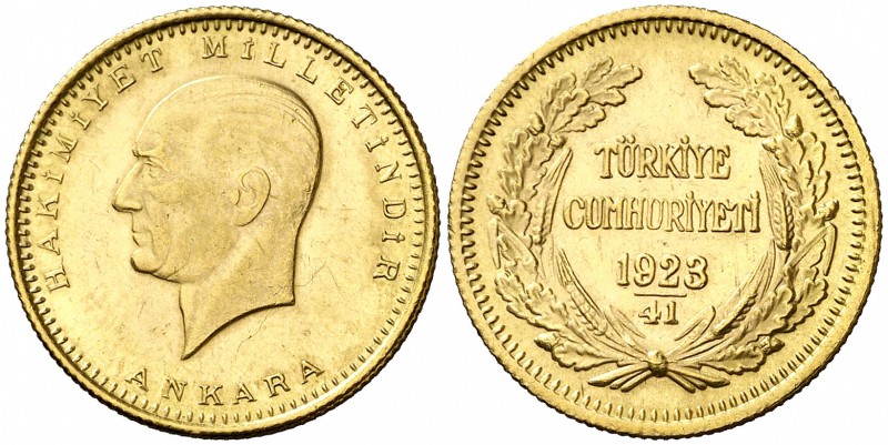 Año 41 (1964). Turquía. Kemal Ataturk. 100 kurvsh. (Fr. 205 (91)) (Kr. 855). 7,2...