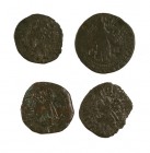 Ferran II (1479-1516). Perpinyà. Lote de 4 monedas distintas: 3 diners y 1 ternet. BC+/MBC-.