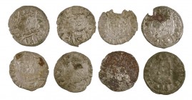 Lote de 7 vellones castellanos y 1 cobre de Felipe IV. A examinar. BC-/MBC-.