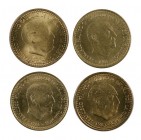 1963*1963, *1964 y 1966*1974 (dos). Estado Español. 1 peseta. Lote de 4 monedas. S/C-/S/C.