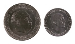 Estado Español. Lote de 2 monedas: 50 céntimos 1966*1971 y 25 pesetas 1957*70. S/C.