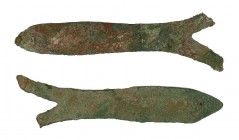 (1046-771 a.C.). China. Dinastía Zhou Occidental. Moneda pez. Lote de 2 monedas en bronce. MBC-.