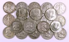 1937 a 1969. Estados Unidos. 1/2 dólar. Lote de 22 monedas, todas diferentes. A examinar. MBC-/EBC.